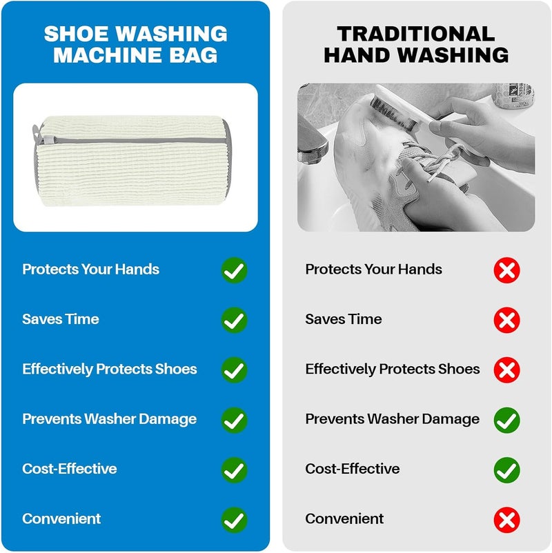 NMQHPA Shoe Washing Machine Bag: Laundry Shoe Bag for Washer and Dryer - 2pc Reusable Shoe Cleaning Bag for Sneaker Tennis Shoes Unstain Cleaner Kit(2 Pcs) - Image 5